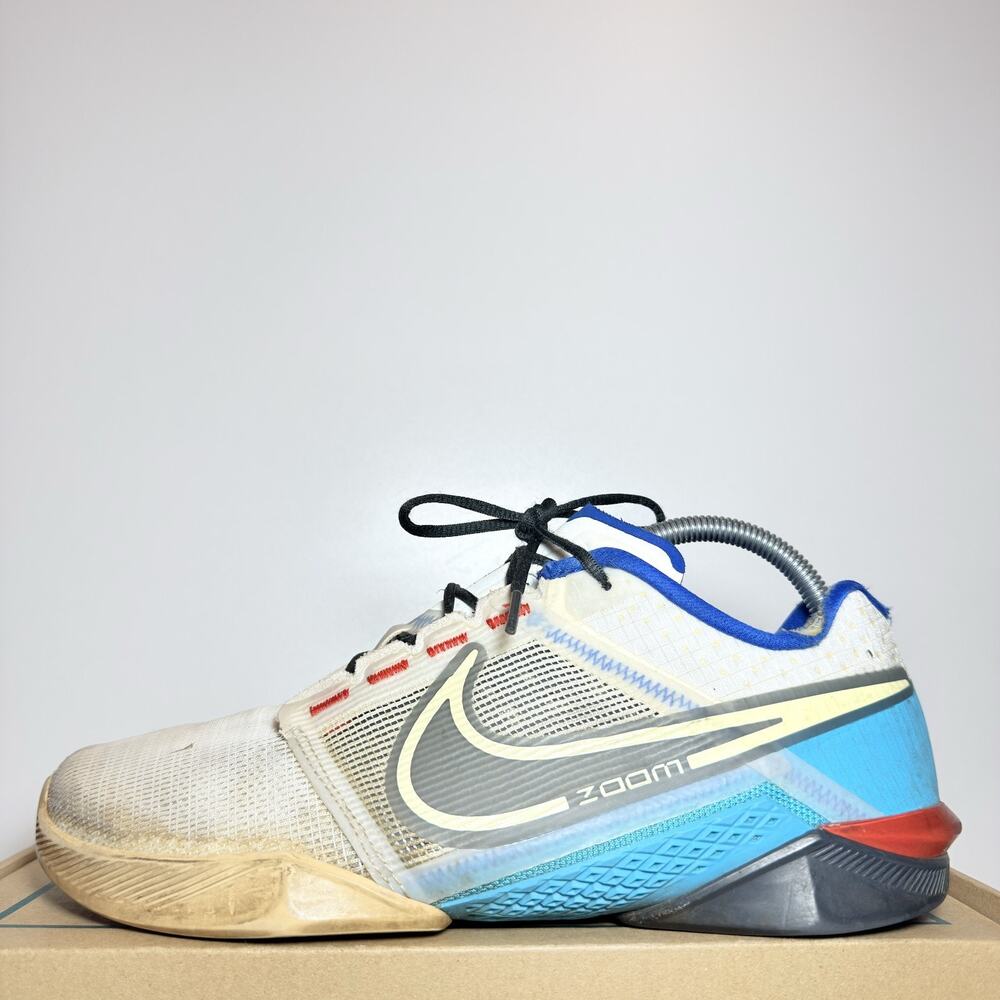 Nike Zoom Metcon Turbo 2 Mens Size 8.5 White Blue Gym Cross Training Shoes